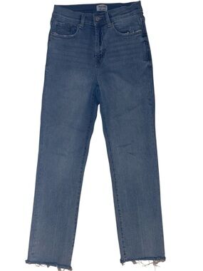 KENSIE VINTAGE LUXE Skinny High Rise Jeans Frayed Hem Light Blue Wash Size 4/27